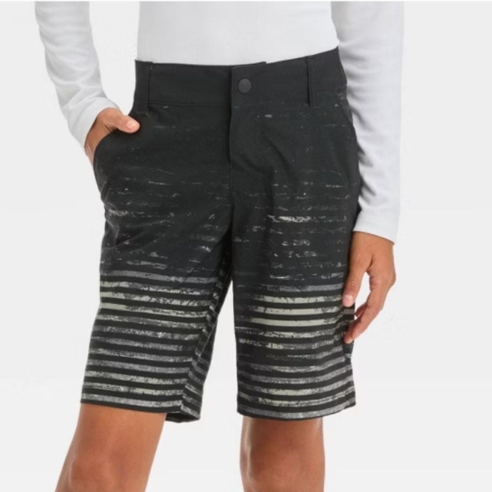 Boys' 16 Hybrid Striped Swim Shorts - art class Gray 16